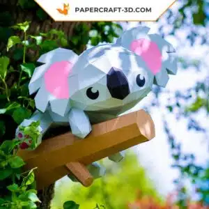 Koala sur branche en papier 3D