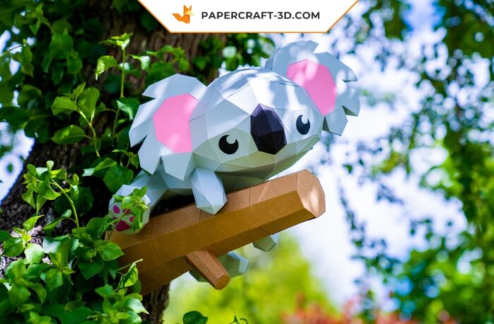 Koala sur branche en papier 3D