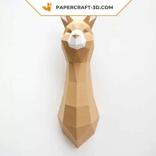 Papercraft cabeza de alpaca mural en origami 3D