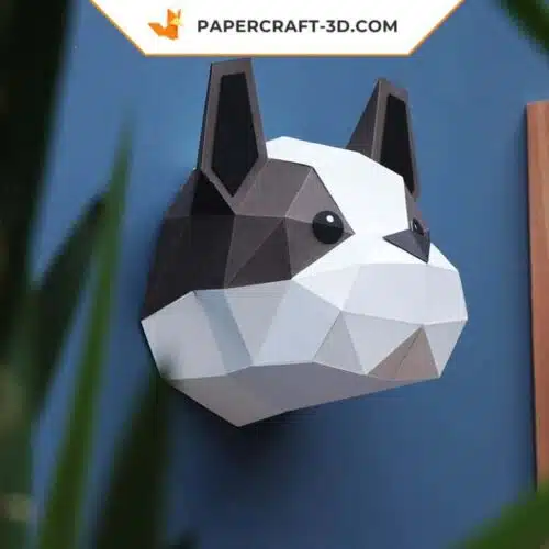 Papercraft perro bulldog en origami 3D