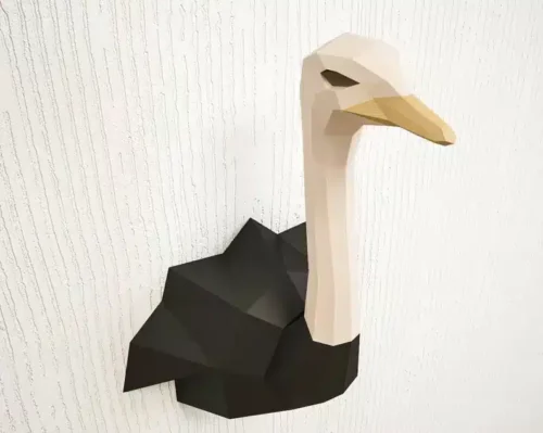 Papercraft Autruche en origami papier 3D de qualité supérieure