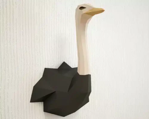 Papercraft Autruche en origami papier 3D de qualité supérieure