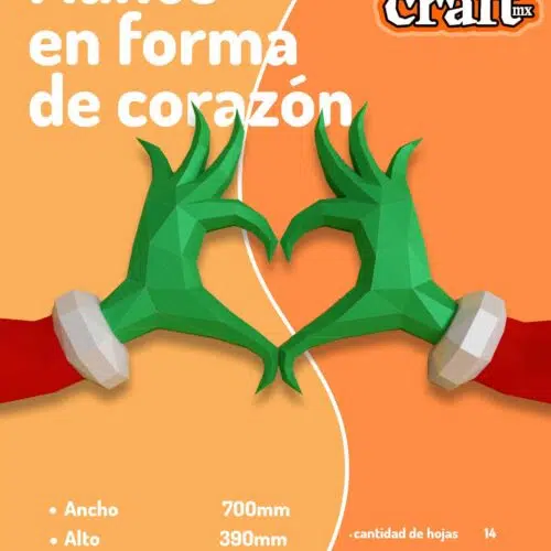 Créez la magie de Noël avec nos modèles Papercraft PDF,DXF de mains en forme de cœur