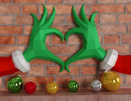 Créez la magie de Noël avec nos modèles Papercraft PDF,DXF de mains en forme de cœur