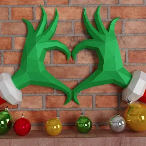 Créez la magie de Noël avec nos modèles Papercraft PDF,DXF de mains en forme de cœur