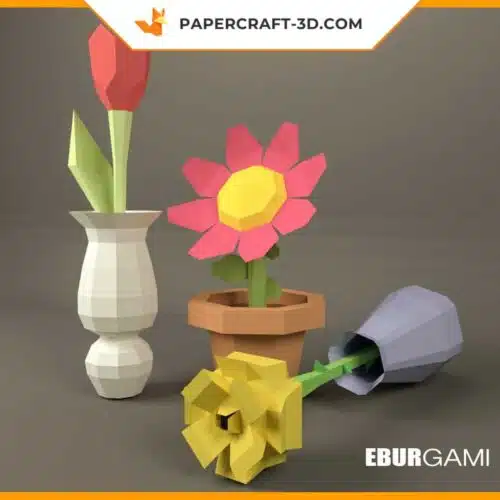 Papercraft of flowers in 3D origami