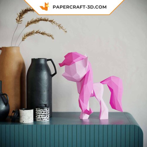 Kit de Papercraft de petit poney, puzzle origami papier 3D pour la décoration intérieure, l’art et les cadeaux