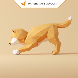 Kit de papercraft Shiba Inu : puzzle d’origami 3D pour décoration et cadeaux