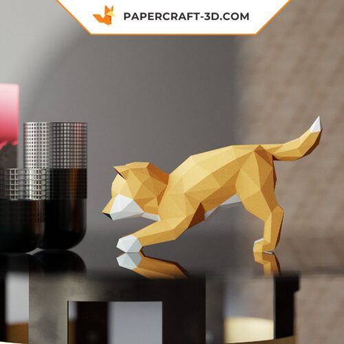 Kit de papercraft Shiba Inu : puzzle d’origami 3D pour décoration et cadeaux