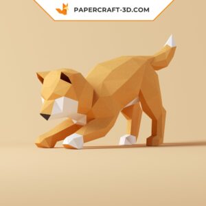 Kit de papercraft Shiba Inu : puzzle d’origami 3D pour décoration et cadeaux