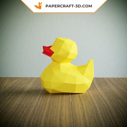 Kit Papercraft Caneton Jaune : puzzle origami papier 3D pour décoration et cadeaux