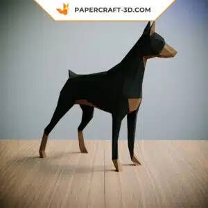 Kit Papercraft Doberman : puzzle origami papier 3D pour décoration et cadeaux