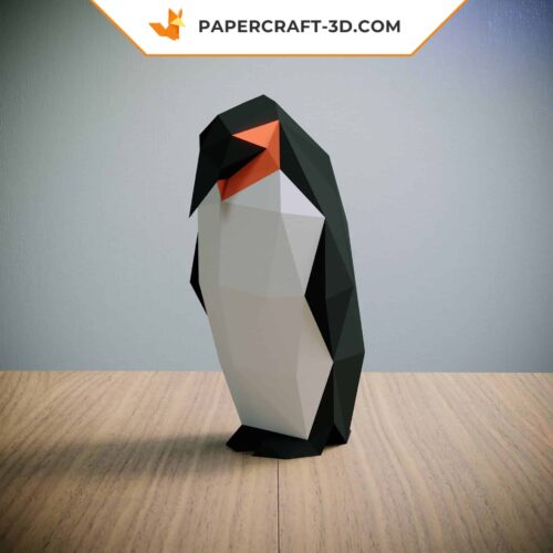 Kit papercraft famille de pingouins pour décoration d’intérieur en origami papier 3D