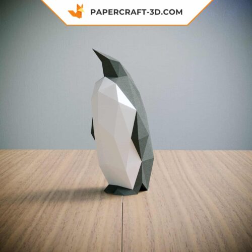 Kit papercraft famille de pingouins pour décoration d’intérieur en origami papier 3D