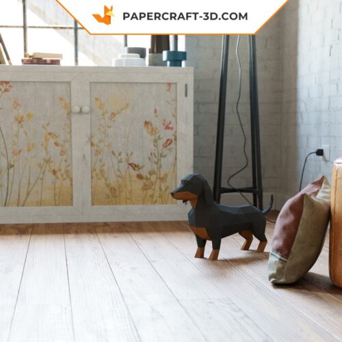 Kit Papercraft Teckel : origami papier 3D pour décoration intérieure, art et cadeaux