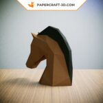 Kit Papercraft Tête de Cheval en Origami Papier 3D pour Décoration Intérieure