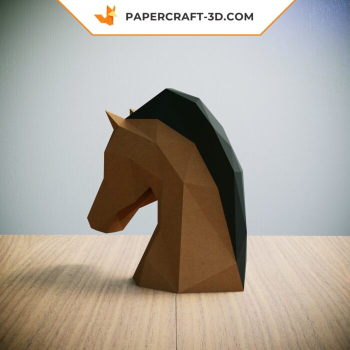 Kit Papercraft Tête de Cheval en Origami Papier 3D pour Décoration Intérieure