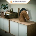 Kit Papercraft Tête de Cheval en Origami Papier 3D pour Décoration Intérieure