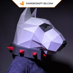 Masque Bull Terrier en papercraft 3D, modèle origami à télécharger