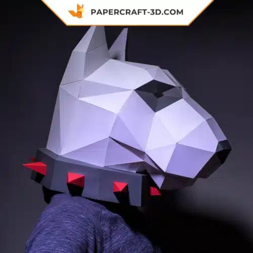 Masque Bull Terrier en papercraft 3D, modèle origami à télécharger