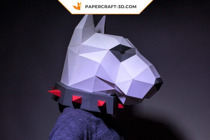 Masque Bull Terrier en papercraft 3D, modèle origami à télécharger