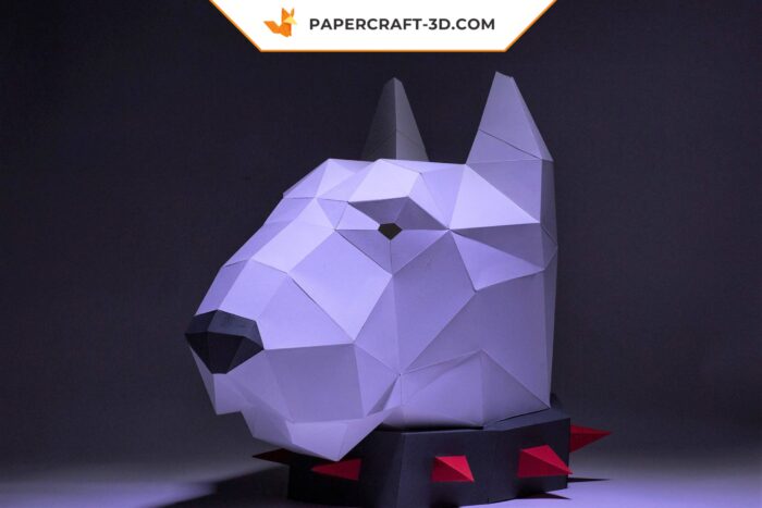 Masque Bull Terrier en papercraft 3D, modèle origami à télécharger