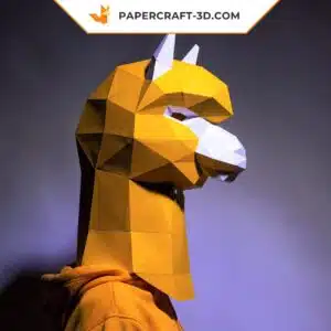 Masque d’alpaga en papercraft : modèle d’origami papier 3D à télécharger en PDF