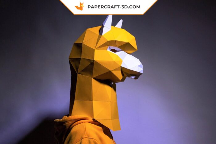 Masque d’alpaga en papercraft : modèle d’origami papier 3D à télécharger en PDF