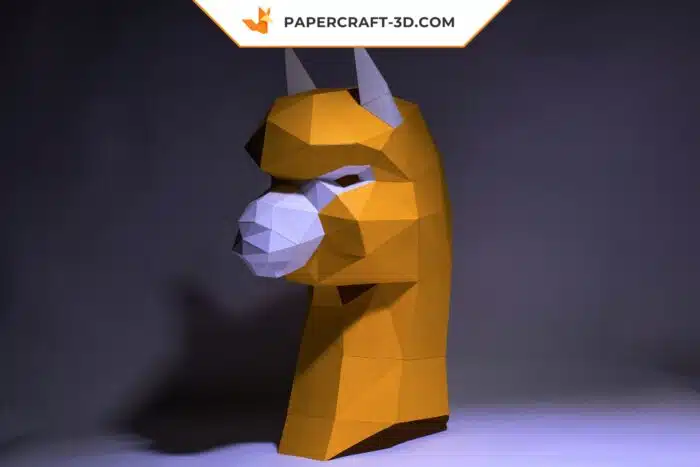 Masque d’alpaga en papercraft : modèle d’origami papier 3D à télécharger en PDF