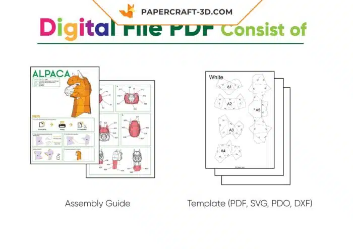 Masque d’alpaga en papercraft : modèle d’origami papier 3D à télécharger en PDF
