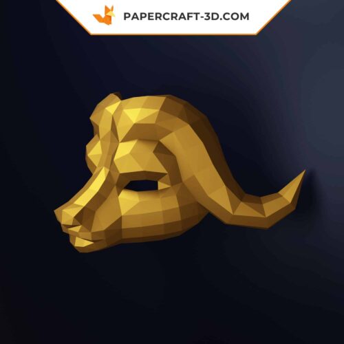 Masque de buffle en papercraft 3D origami, modèle Squid Game