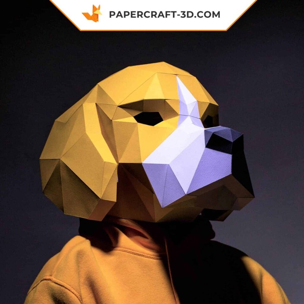 Papercraft de masque de chien Beagle en origami 3D