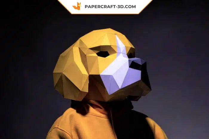 Masque de chien Beagle en papercraft, modèle d’origami 3D à télécharger en PDF