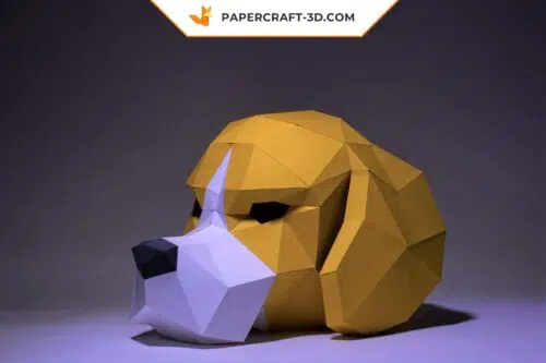 Masque de chien Beagle en papercraft, modèle d’origami 3D à télécharger en PDF
