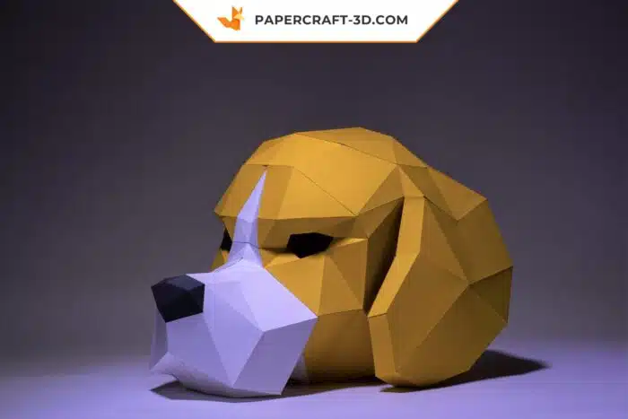 Masque de chien Beagle en papercraft, modèle d’origami 3D à télécharger en PDF