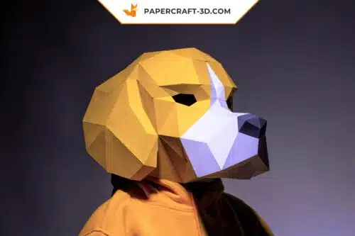 Masque de chien Beagle en papercraft, modèle d’origami 3D à télécharger en PDF