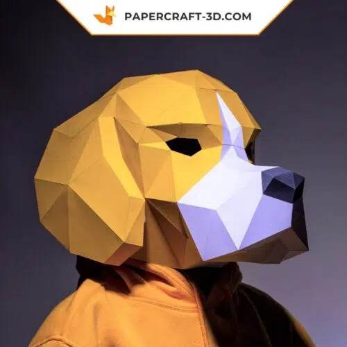 Papercraft maschera di cane Beagle in origami 3D