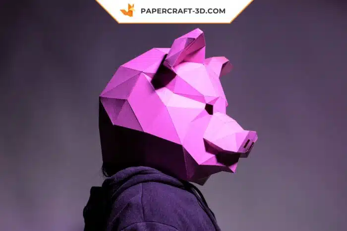 Masque de cochon en papier 3D, modèle Papercraft origami à télécharger en PDF