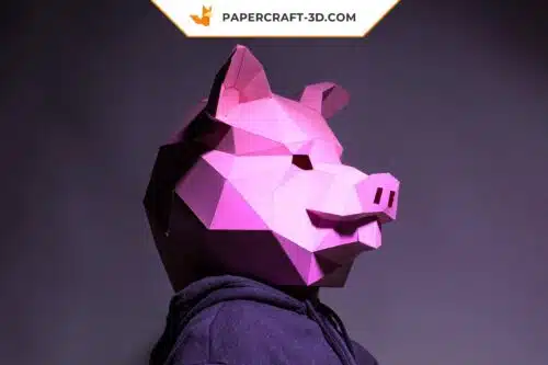 Masque de cochon en papier 3D, modèle Papercraft origami à télécharger en PDF