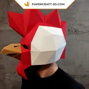 Masque de coq Papercraft origami papier 3D pour Halloween