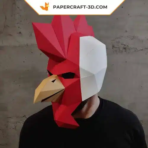 Papercraft máscara de gallo en origami