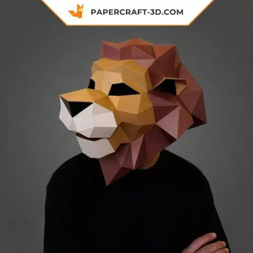 Masque de lion en papier 3D à faire soi-même : Papercraft origami
