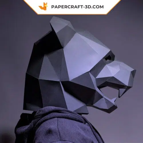Masque de Panthère Noire en papercraft, origami papier 3D, téléchargement PDF DIY, basse polygone