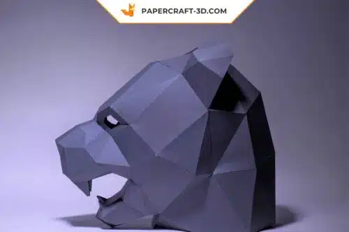 Masque de Panthère Noire en papercraft, origami papier 3D, téléchargement PDF DIY, basse polygone