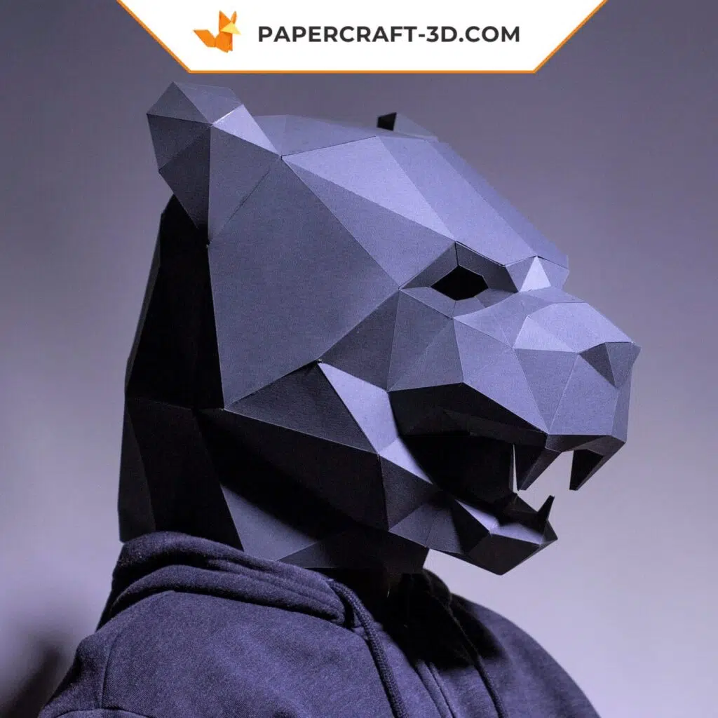 Papercraft de masque Panthère Noire en origami