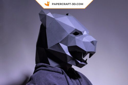 Masque de Panthère Noire en papercraft, origami papier 3D, téléchargement PDF DIY, basse polygone