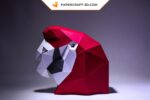 Masque de perroquet en papier 3D, modèle numérique d’origami à télécharger