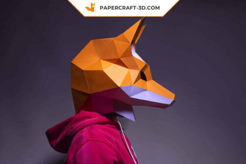 Masque de renard en papier 3D – modèle d’origami Papercraft