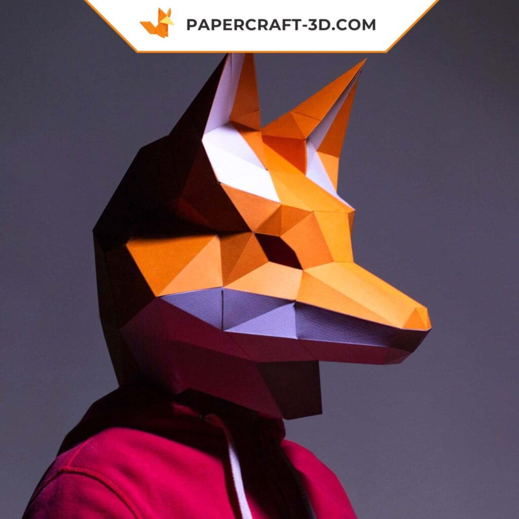 Papercraft masque de renard en origami 3D
