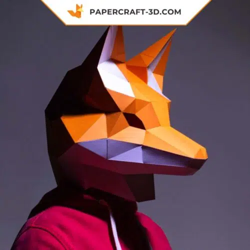 Masque de renard en papier 3D – modèle d’origami Papercraft
